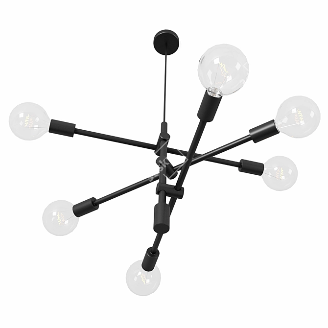 Sleek Constellation Black 6P Pendant Light 3D model image 3