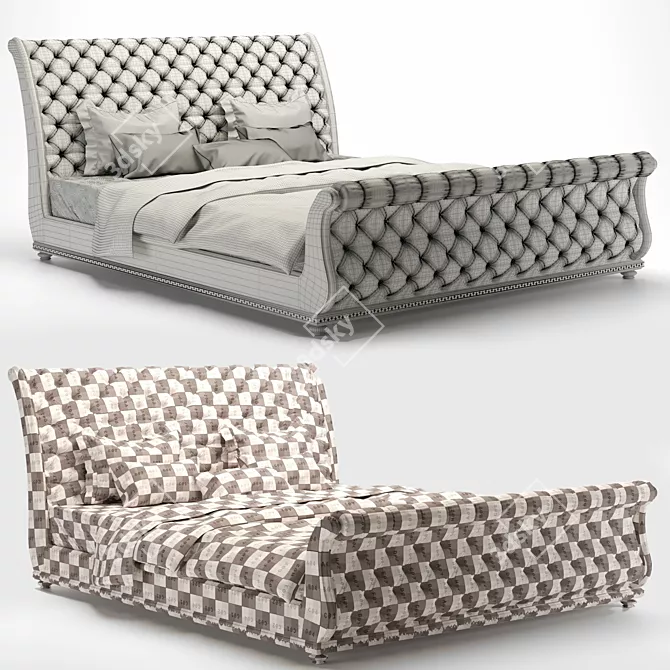 Elegant Sleigh Bed with Unwrapped UVs 3D model image 5