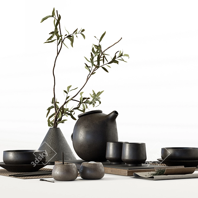 Japanese Tableware Set 3D model image 2