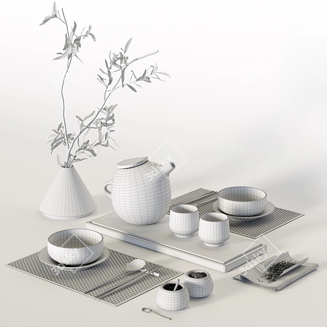 Japanese Tableware Set 3D model image 3