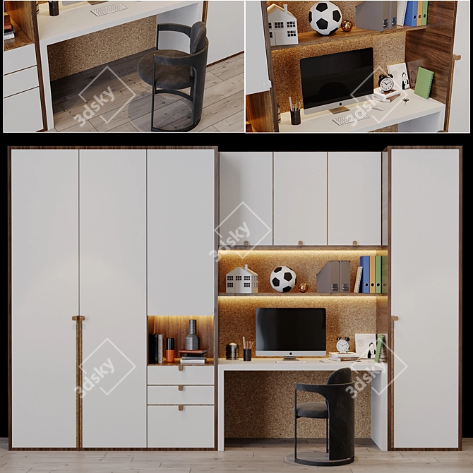 Title: Modern Inspired Workplace Zone 3D model image 1