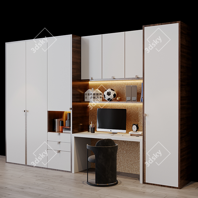 Title: Modern Inspired Workplace Zone 3D model image 3