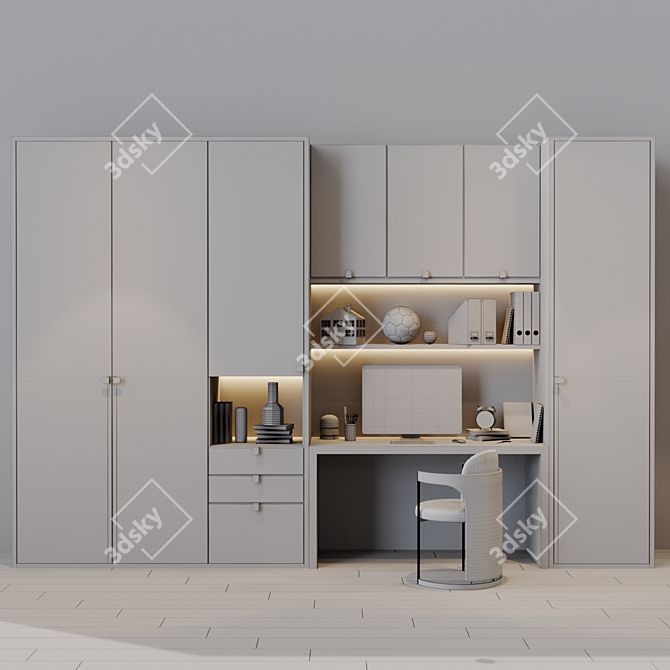 Title: Modern Inspired Workplace Zone 3D model image 5