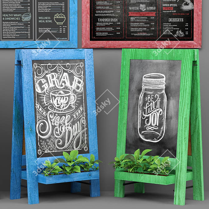 Colorful Chalkboard Planters 3D model image 9