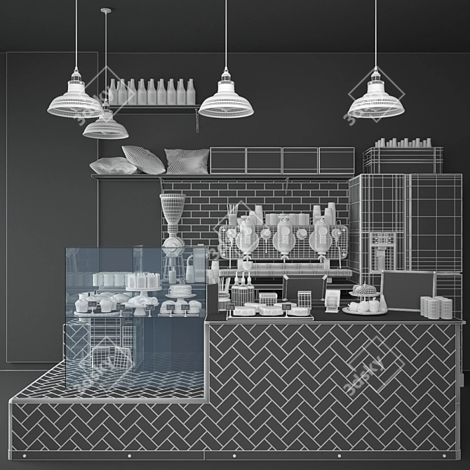 Exquisite Coffee Shop Interior 3D model image 5