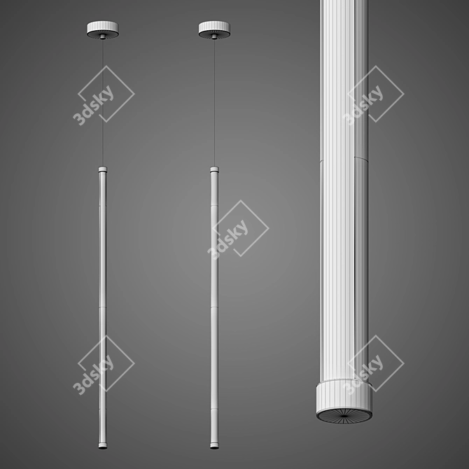 Sleek LED Black Lamp Sticks 3D model image 2