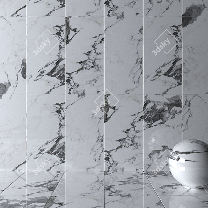 Panda White Wall Tiles Set: Sleek Multi-textured Design 3D model image 2