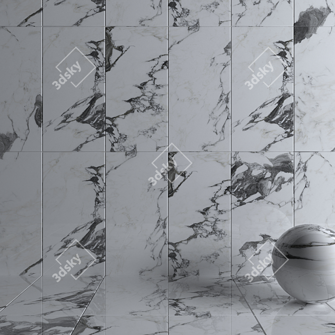 Panda White Wall Tiles Set: Sleek Multi-textured Design 3D model image 3