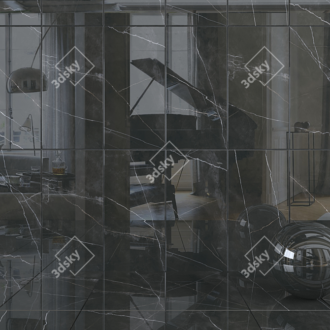 Quasar Black Wall Tiles: Stylish & Versatile 3D model image 1