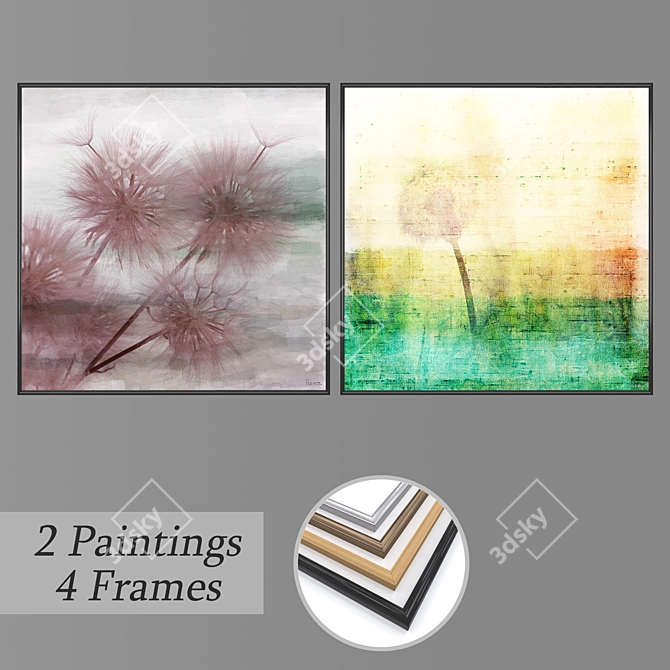 Modern Art Set: Wall Paintings 3D model image 1