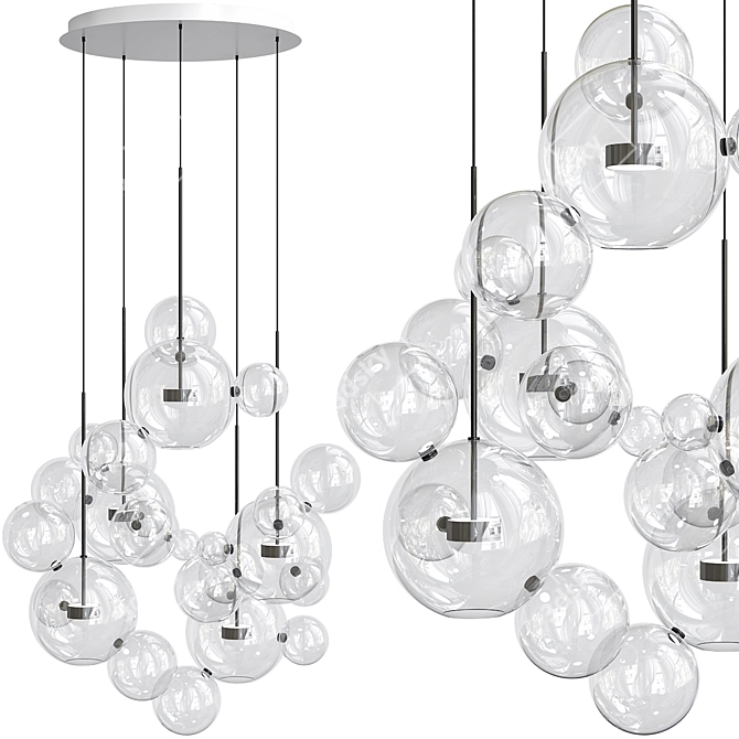 Bolle Circular Chandelier 24 Bubble: Stunning Lighting Statement 3D model image 2