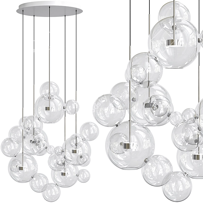 Bolle Circular Chandelier 24 Bubble: Stunning Lighting Statement 3D model image 3