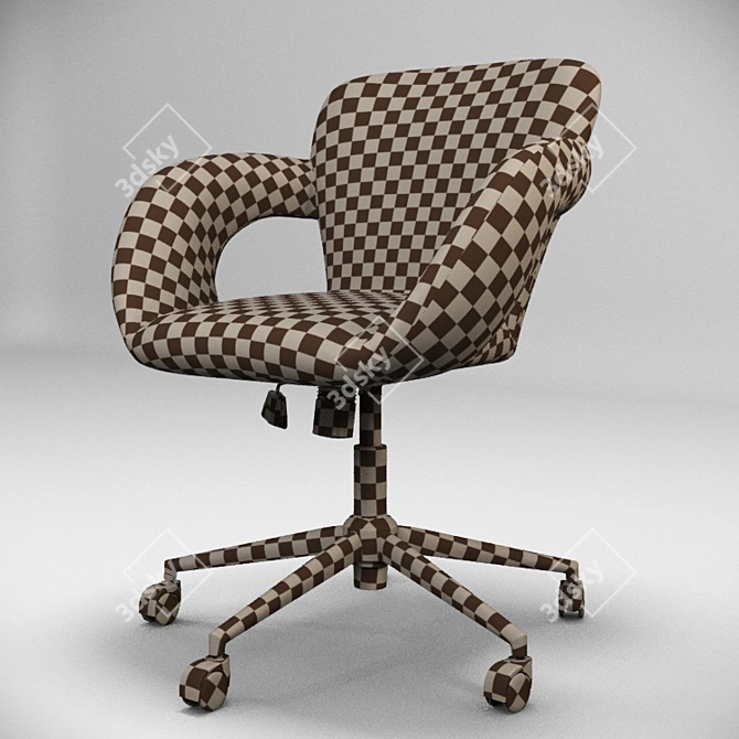 2-in-1 Office Chair: Grey & Brown Fabrics 3D model image 5