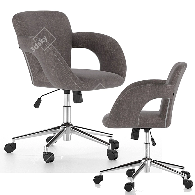 2-in-1 Office Chair: Grey & Brown Fabrics 3D model image 10