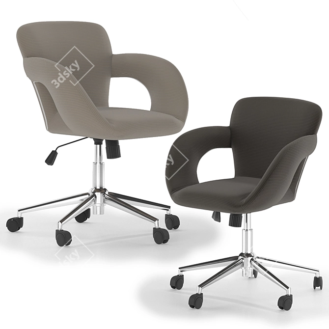 2-in-1 Office Chair: Grey & Brown Fabrics 3D model image 11