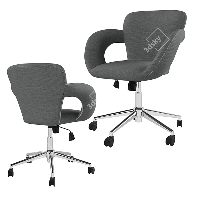 2-in-1 Office Chair: Grey & Brown Fabrics 3D model image 12