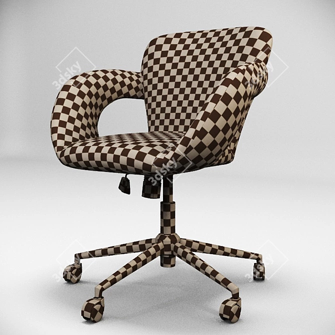 2-in-1 Office Chair: Grey & Brown Fabrics 3D model image 17