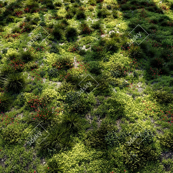 Lush Green Grass Set 3D model image 3