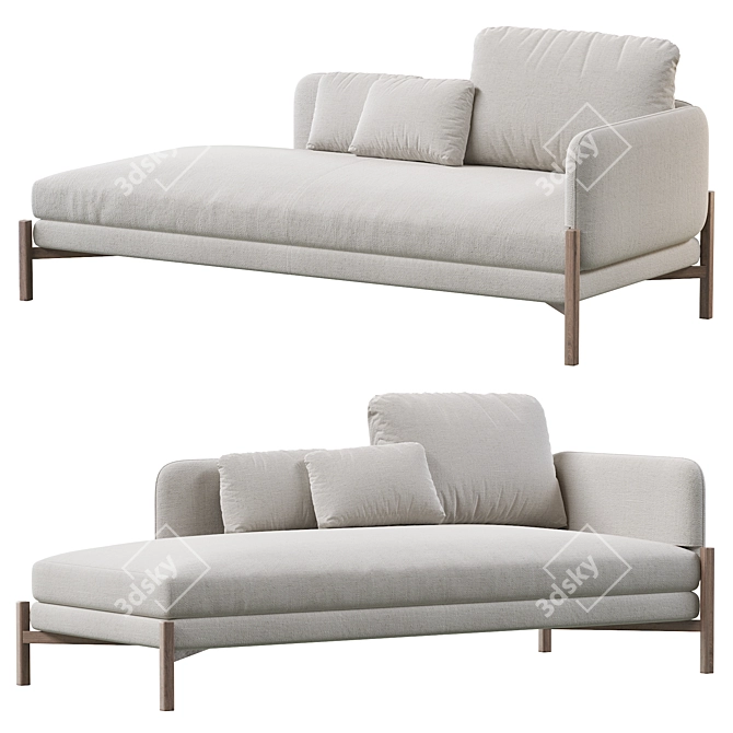 French Flair Chaiselongue 3D model image 1