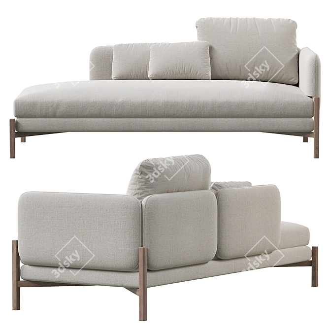 French Flair Chaiselongue 3D model image 2