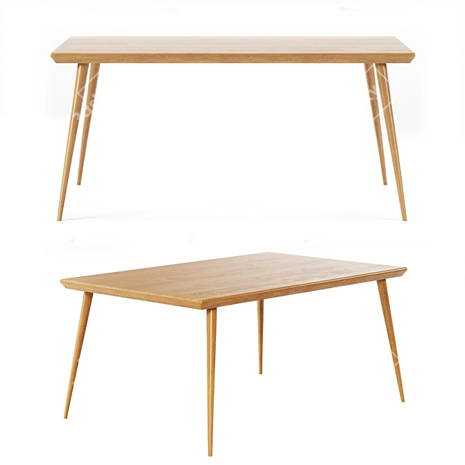 Enzo Dining Table: Georgian Beech Wood, 6-Person Capacity 3D model image 3