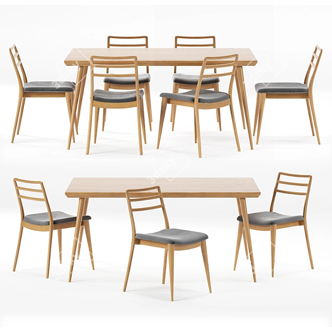 Enzo Dining Table: Georgian Beech Wood, 6-Person Capacity 3D model image 5