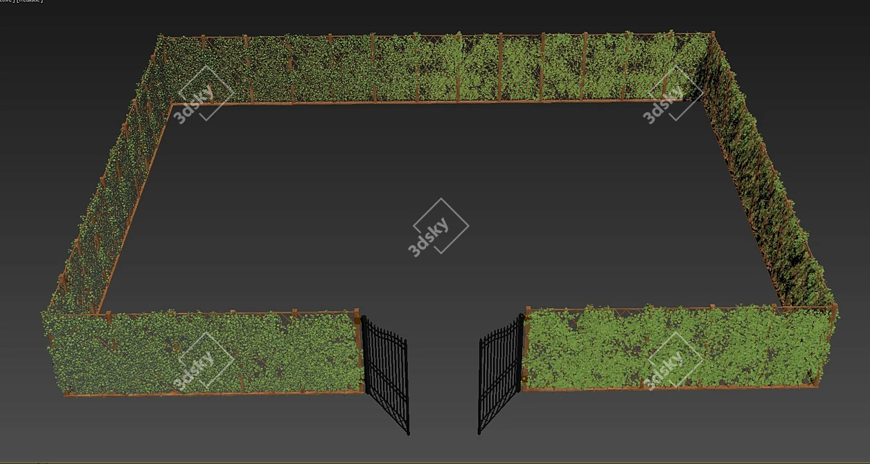 Ivy Fence (V-Ray) - Stunning Sectional Fencing with Gate 3D model image 5