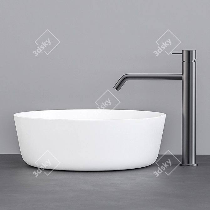 Elegant Vallone Boe Round Sink 3D model image 2