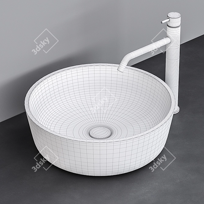 Elegant Vallone Boe Round Sink 3D model image 4