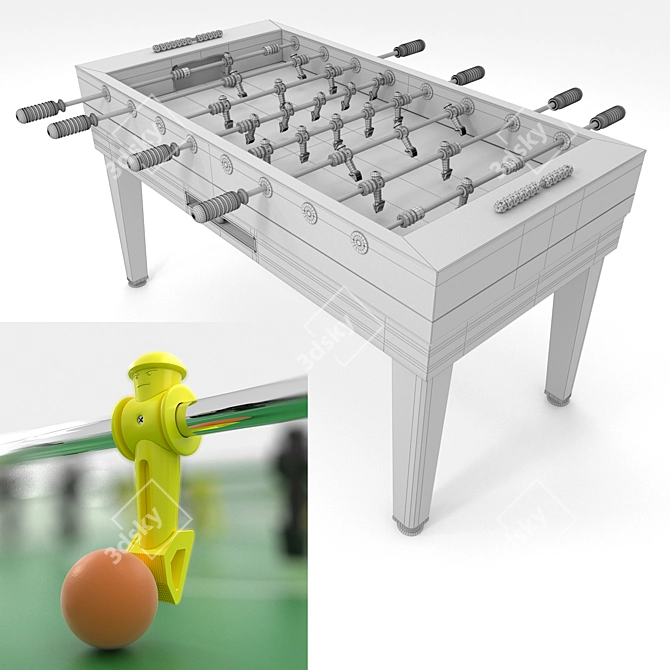 Classic Tabletop Foosball Game 3D model image 5