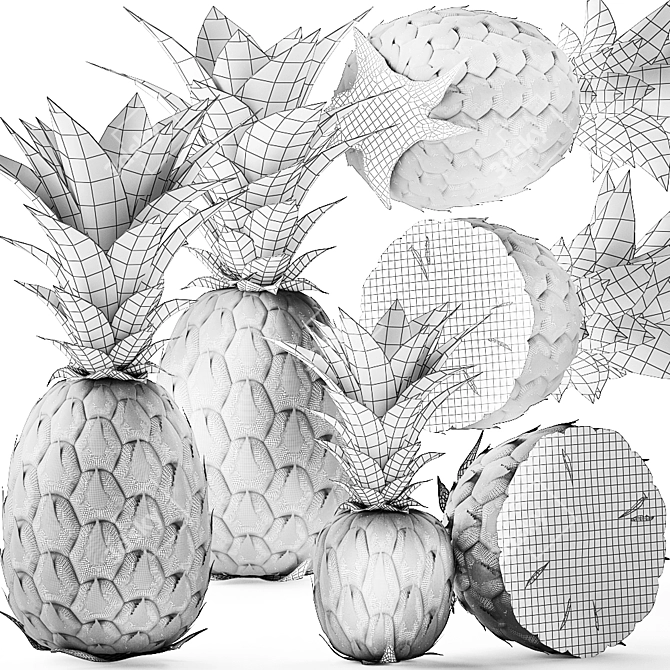 Tropical Pineapple Fruit Collection 3D model image 5