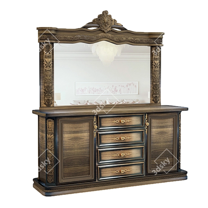 Classy Classic Chest of Drawers 3D model image 2