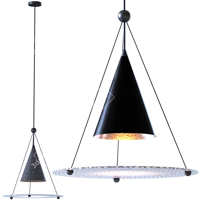 Tri Cone Pendant: Modern Geometric Lighting 3D model image 2