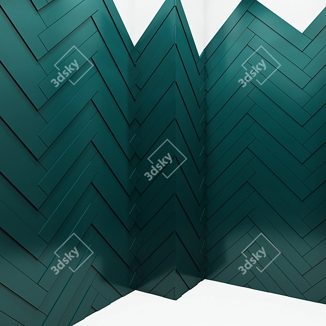 Deep Blue Chevron 40x80 Tile 3D model image 3