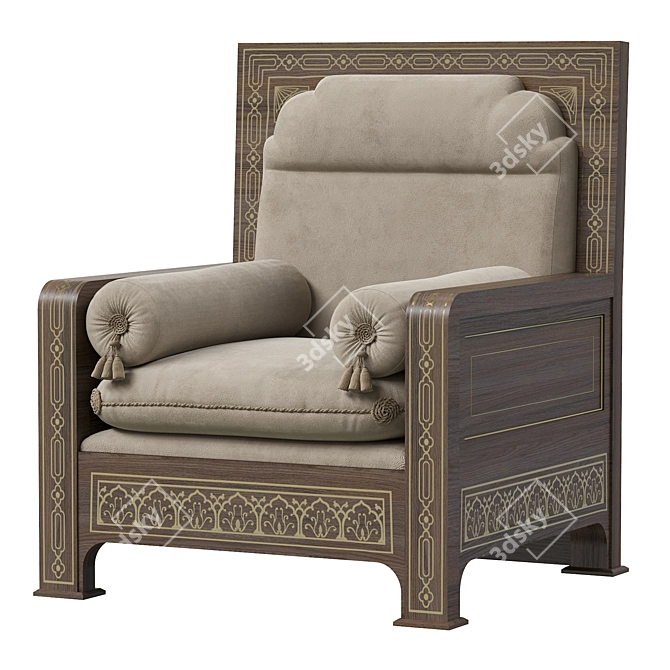 Arabic-inspired Armchair: Elegant and Comfortable 3D model image 2