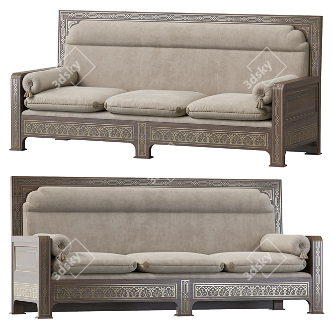 Arabic-inspired Sofa: Elegant & Spacious 3D model image 1