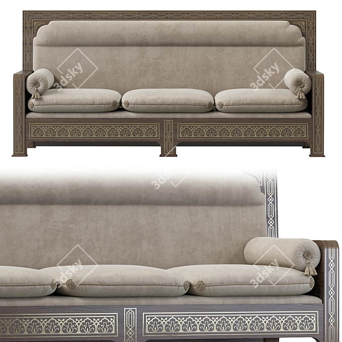 Arabic-inspired Sofa: Elegant & Spacious 3D model image 2