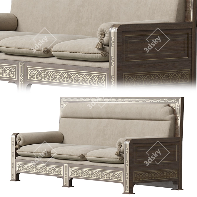 Arabic-inspired Sofa: Elegant & Spacious 3D model image 3