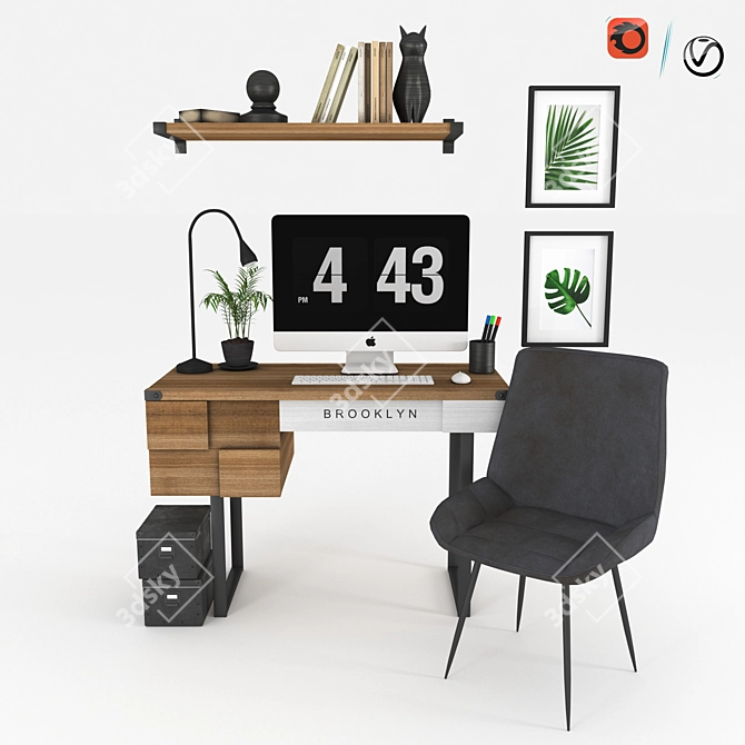 Amalia Brooklyn Office Set 3D model image 1