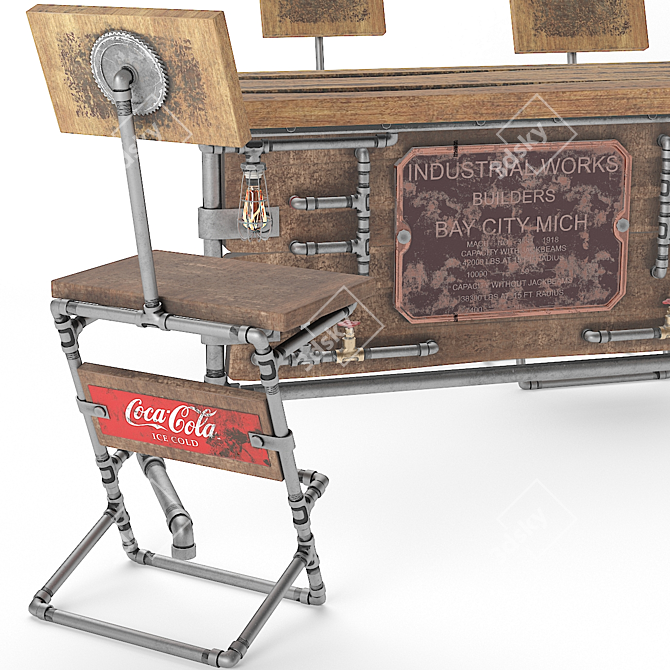 Industrial Steampunk Table Set 3D model image 3