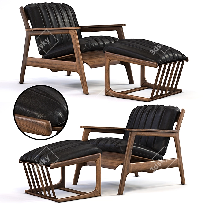 Elegant Black Armchair: Perfect for Relaxation 3D model image 1