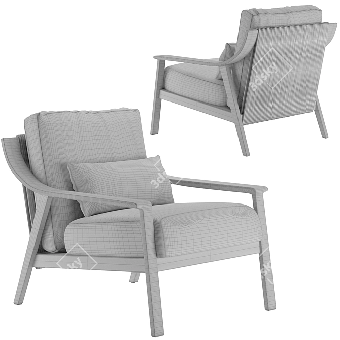 Elegant Brazilian Armchair 3D model image 2