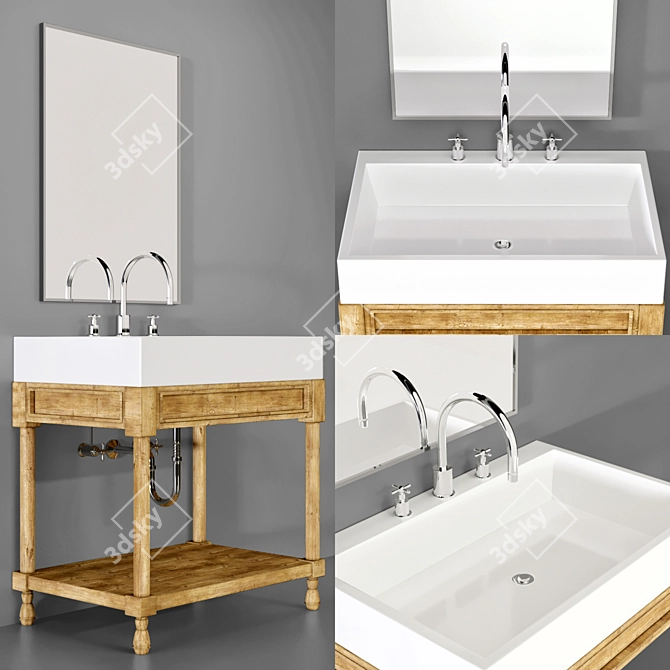 5-Piece Bathroom Furniture Set 3D model image 2