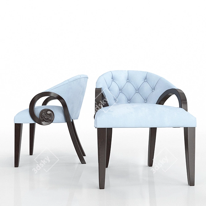 Elegant Blue Dining Chair 3D model image 2