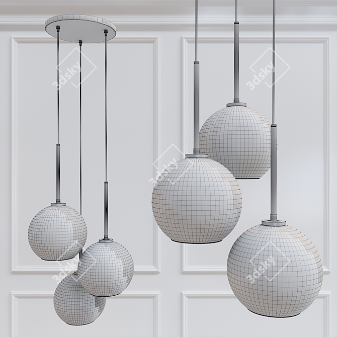 Glowing Glass Globe Chandelier 3D model image 2