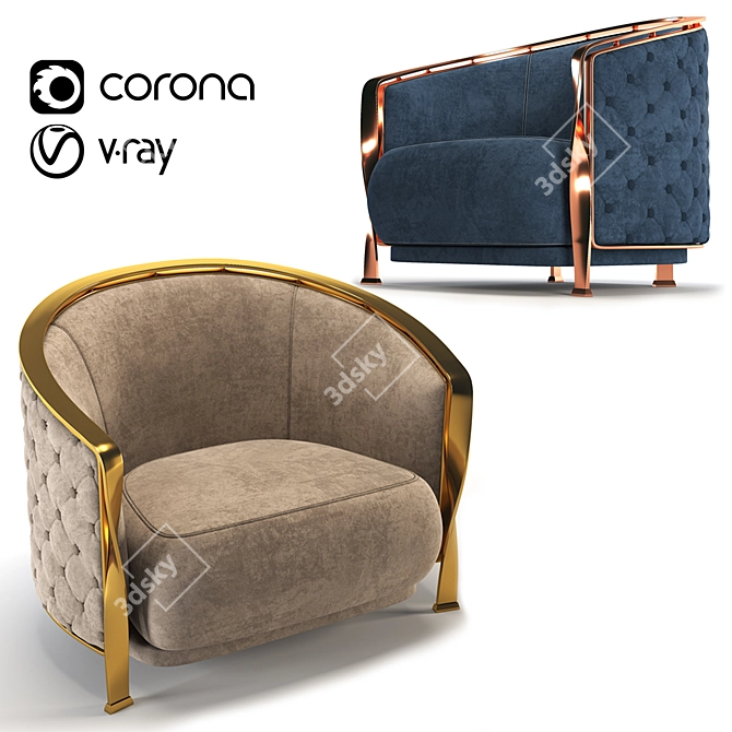 Luxury Italian Armchair: Rugiano Nella Vetrina 3D model image 1