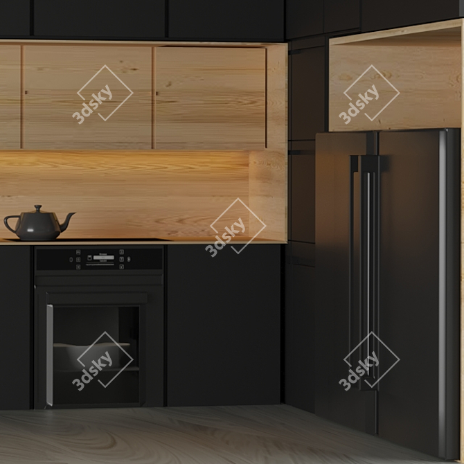 Sleek Corner Kitchen with Bosch Appliances 3D model image 2