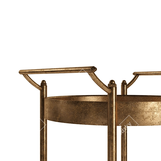 Glam Gold Metal Serving Cart 3D model image 2