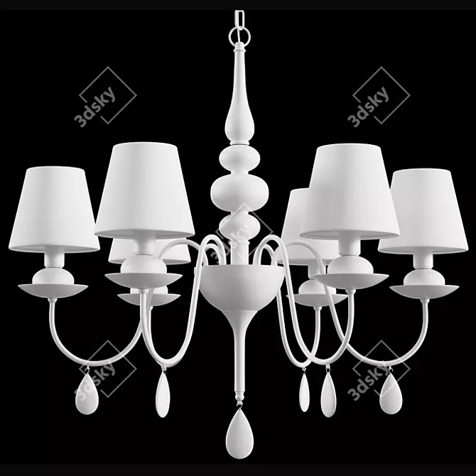 Modern White Chandelier with Six E14 Lamps 3D model image 1