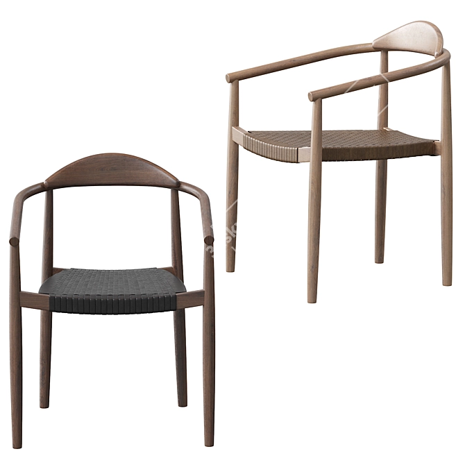 Elegant Eucalyptus Dining Chair 3D model image 3